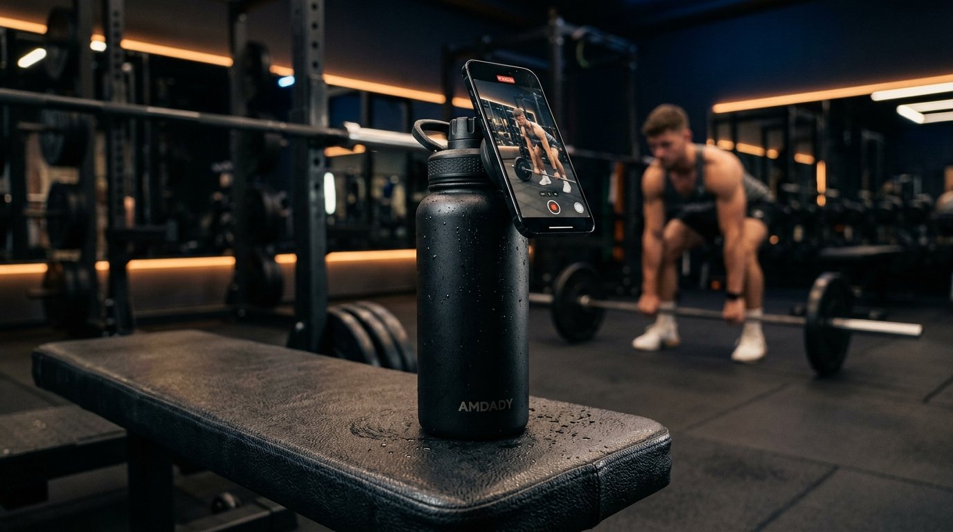 AMDADY MagSafe Bottle in Gym Recording Workout
